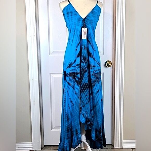 India Boutique Tye Dye Maxi Dress NWT navy blue - Picture 1 of 12